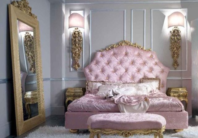 Розовая спальря в классическом стиле